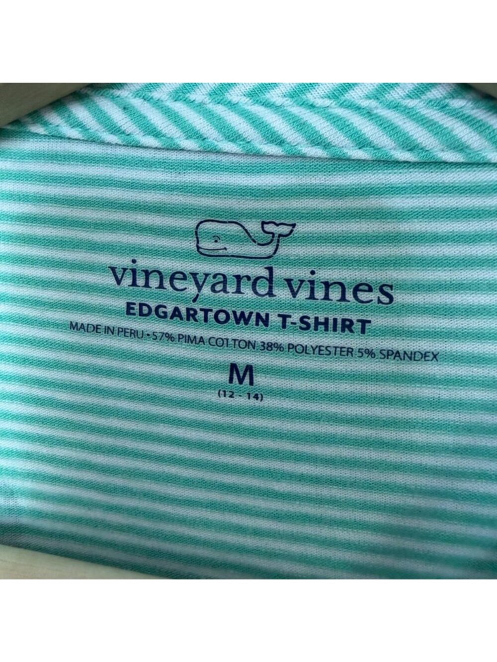 VINEYARD VINES edgartown long sleeve shirt in green stripe youth M 12/14 - Picture 4 of 6